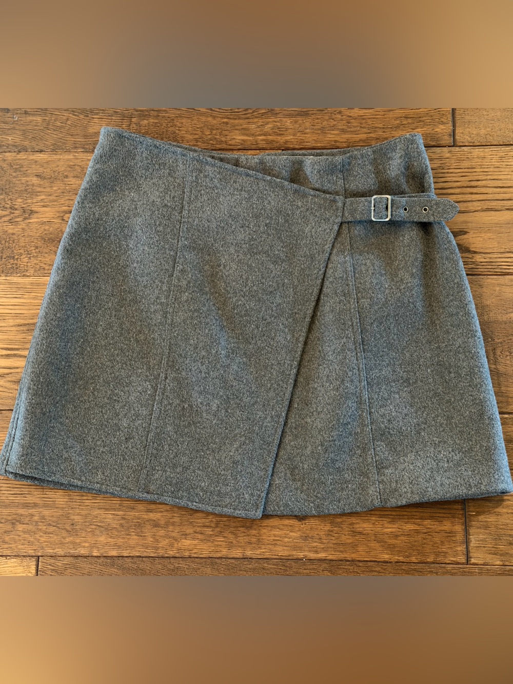 Maeve by Anthropologie Gray Wool-Blend Mini Skirt with Buckle